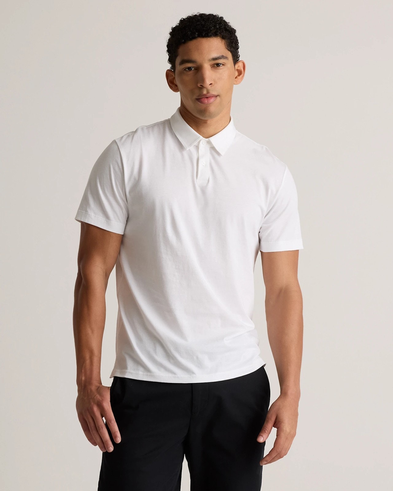 Quince White Pima Cotton Luxe Touch Polo Mens Shirt New Medium